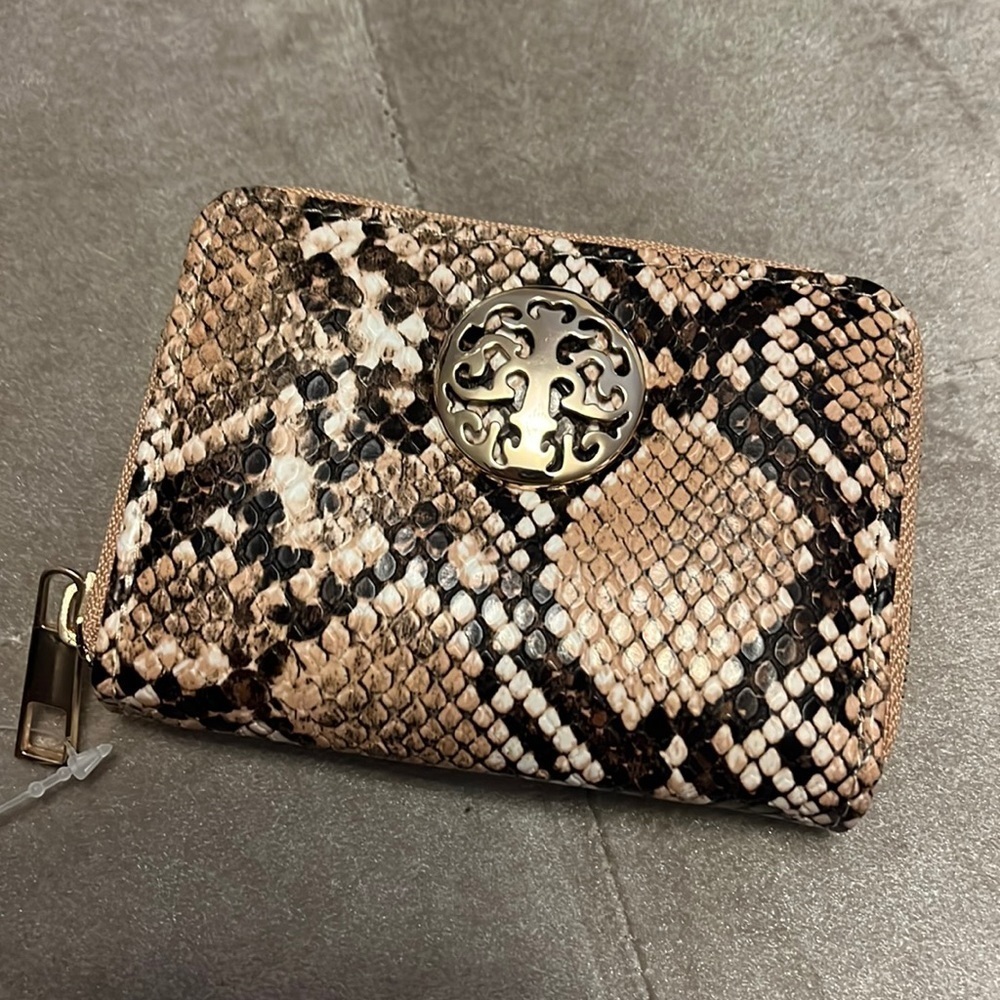 Rebecca & Rifka snakeskin print card case, new
